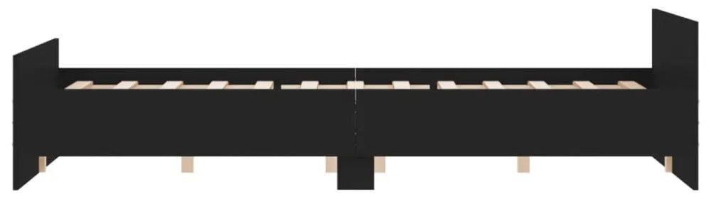 fekete ágykeret fej- és lábtámlával 150 x 200 cm