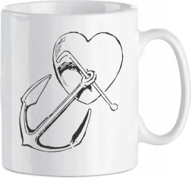 Tengerész bögre horgony és szív mintával 330 ml