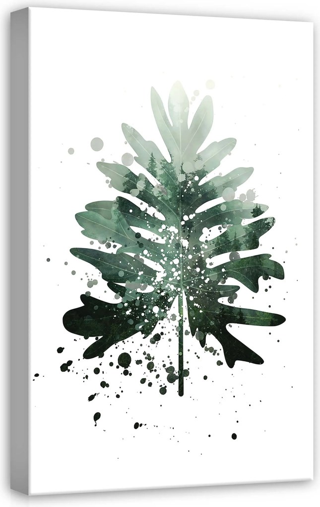 Vászonkép 40x60 Levél természet erdő akvarell zöld nyugalom frissesség minimalizmus