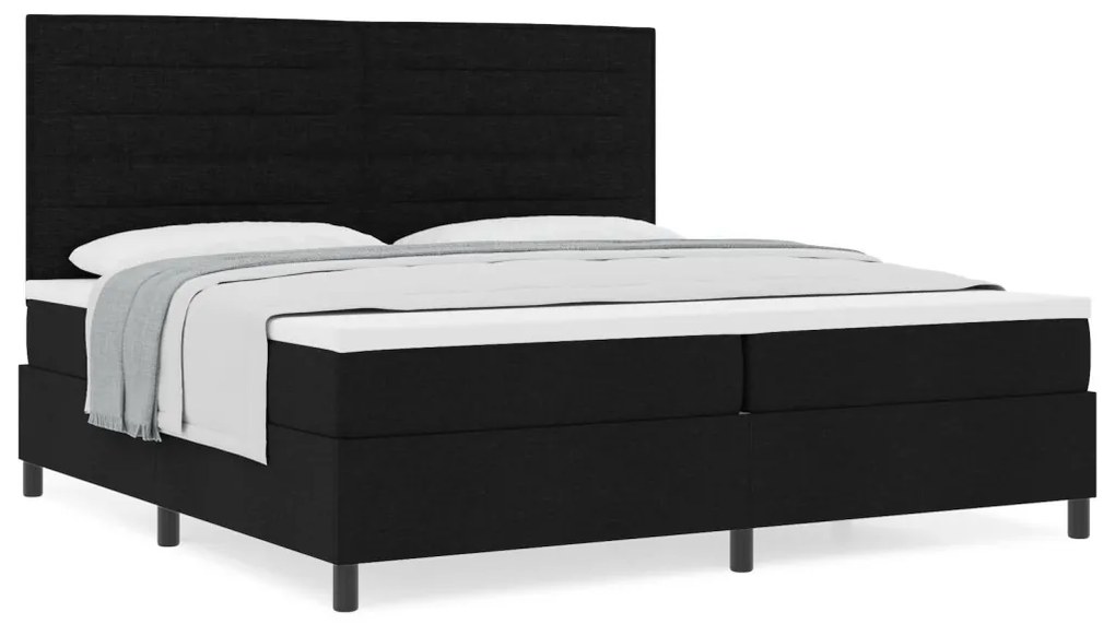 Box Spring Ágy Matraccal Fekete 200x200 cm Szövet
