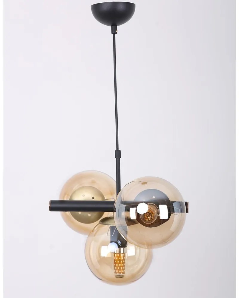 Sárga-fekete függőlámpa üveg búrával ø 15 cm Cascade – Squid Lighting