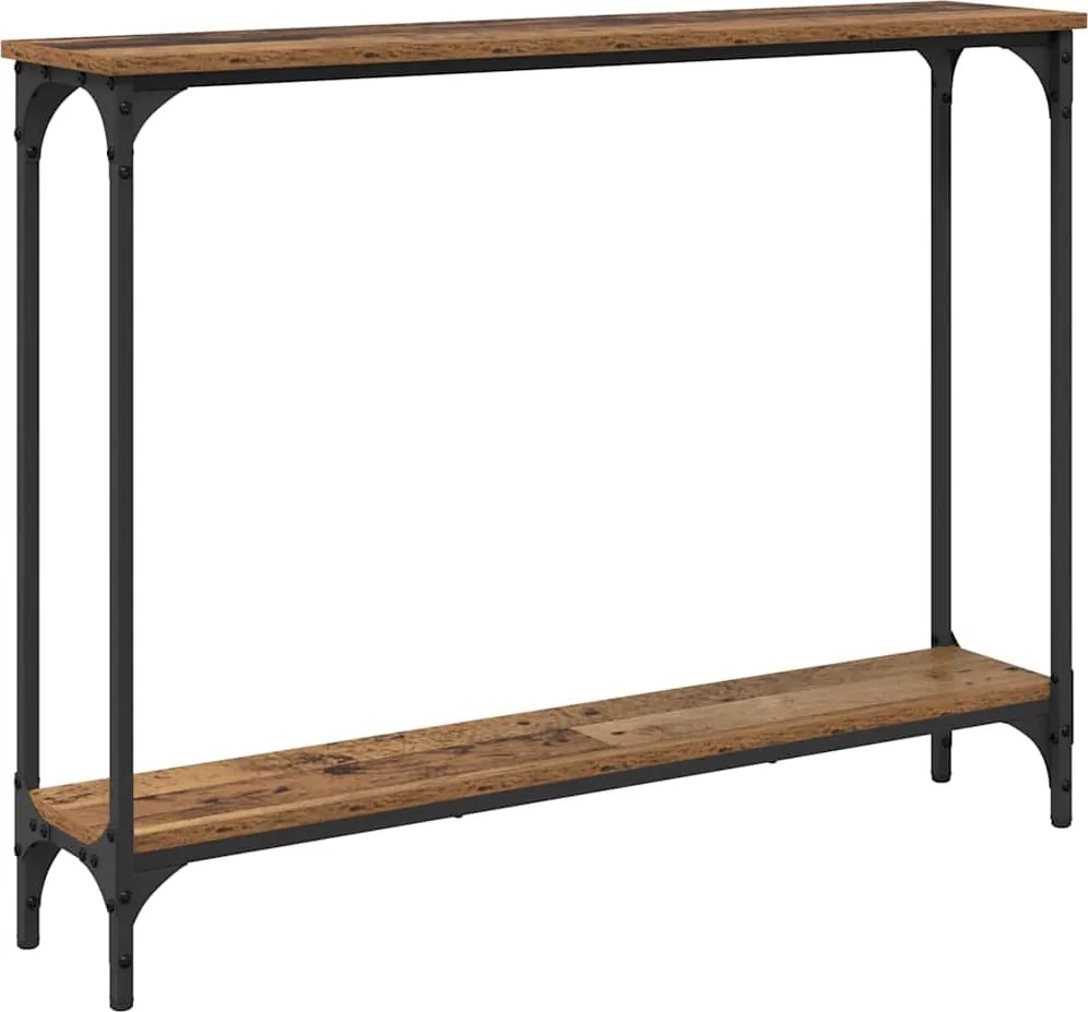 vidaXL Konzolasztal polcokkal Öreg fa 100 x 22,5 x 75 cm Faanyag