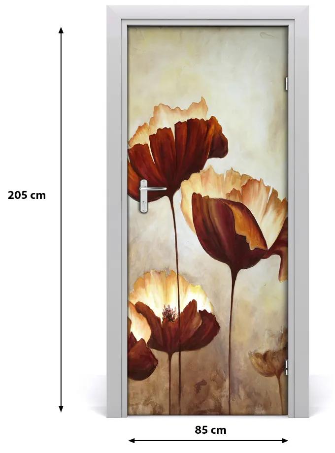 Ajtó tapéta vadvirágok pipacsok 85x205 cm
