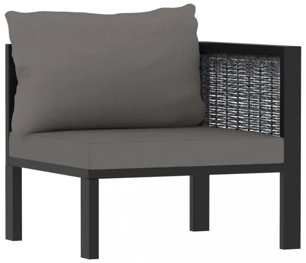 8 részes antracitszürke kerti polyrattan ülőgarnitúra párnákkal