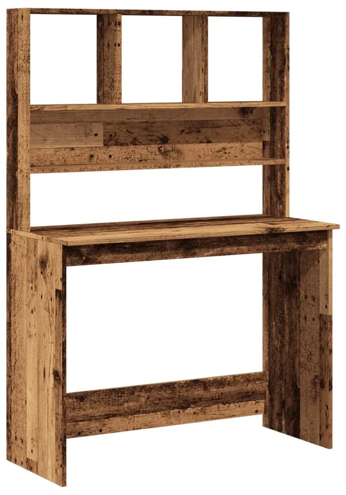 antik fa színű szerelt fa íróasztal polcokkal 102 x 45 x 148 cm