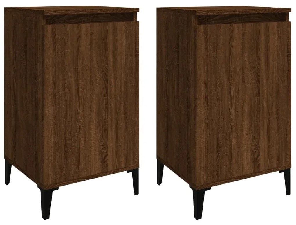 2 db barna tölgyszínű szerelt fa éjjeliszekrény 40x35x70 cm
