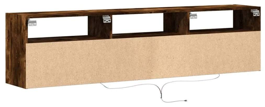 füstös tölgy falra szerelhető TV-szekrény LED-del 180x31x45cm