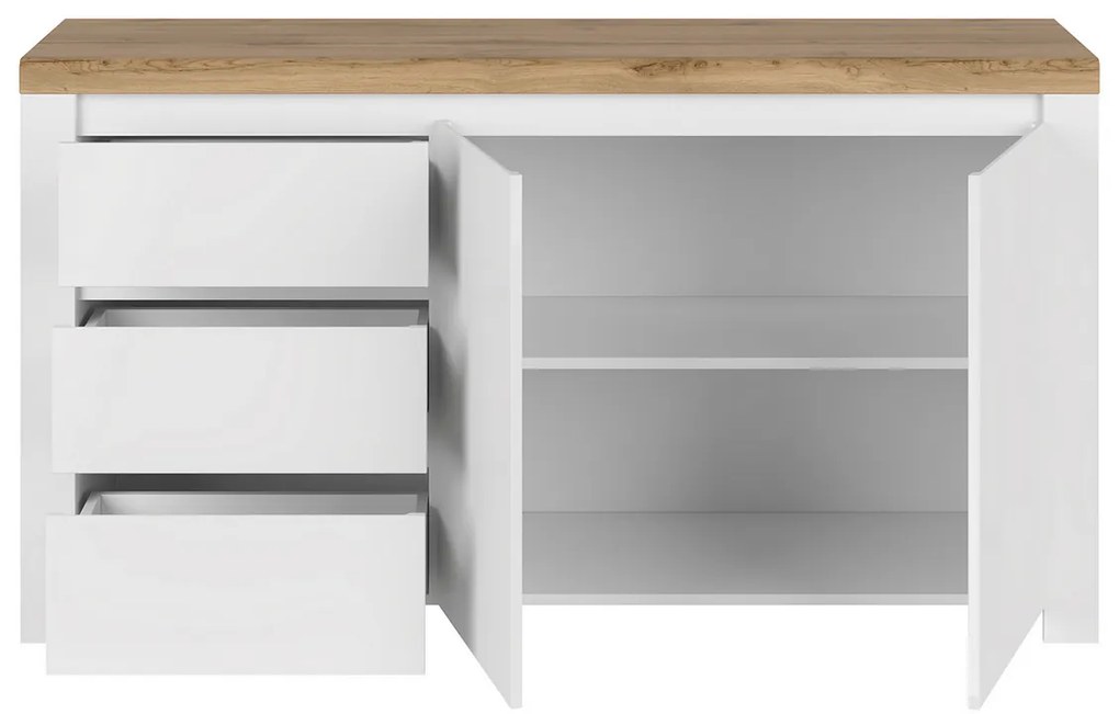 VILGO 2D3S komód, fényes fehér