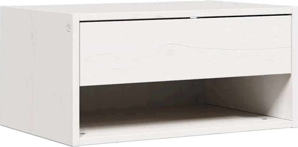 vidaXL Éjjeli asztal fiókkal Fehér 50 x 32,5 x 24 cm Tömör fenyőfa