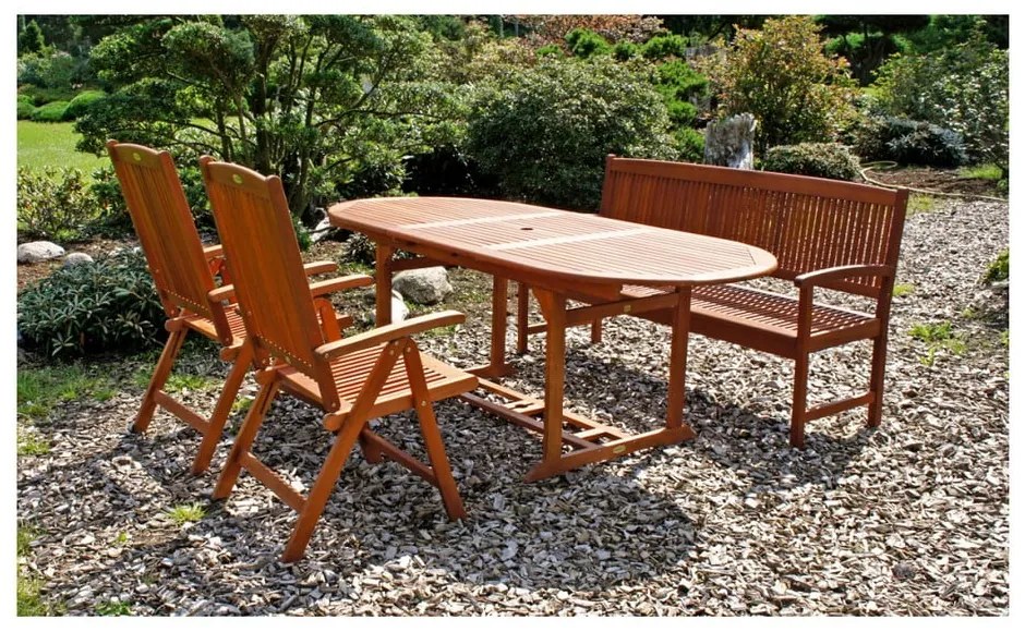 Stockholm háromszemélyes kerti pad eukaliptuszfából - Garden Pleasure