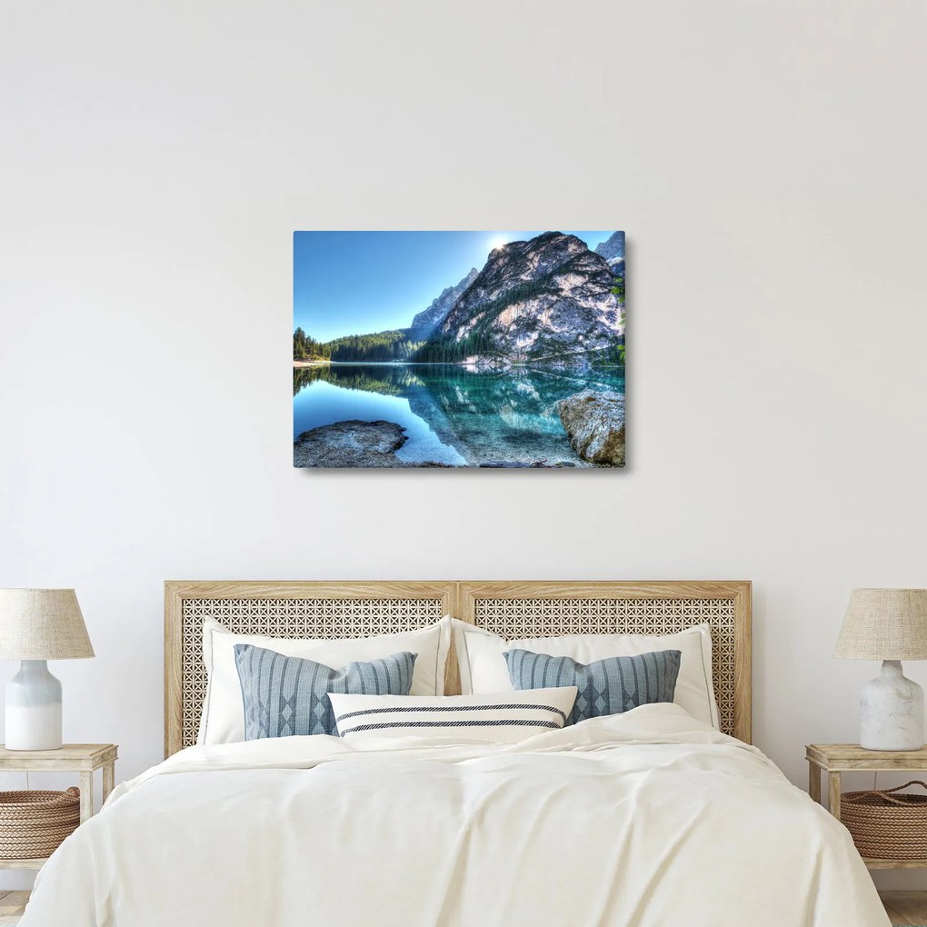 Egy alpesi tó képe (70x50 cm)