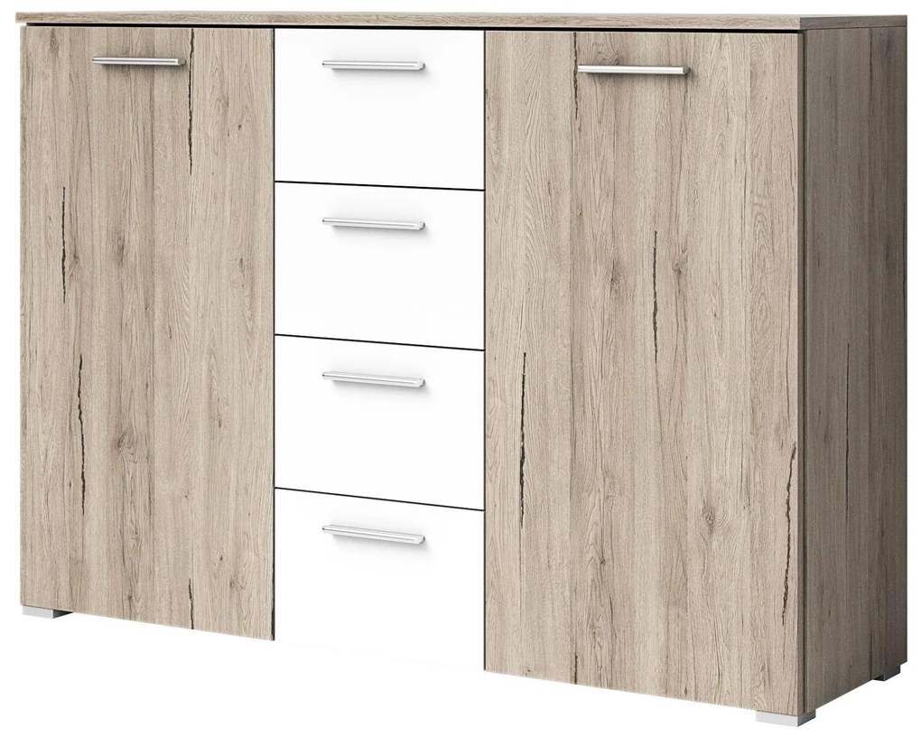 Komód Benson Típus 26 (világos san remo + fehér). Akció -20%. 602035