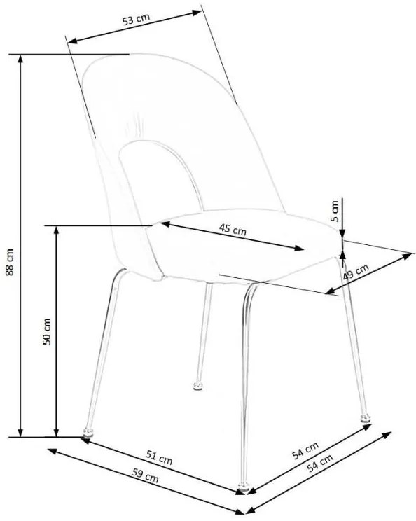 K-385 étkezőszék Fekete bársony szövet