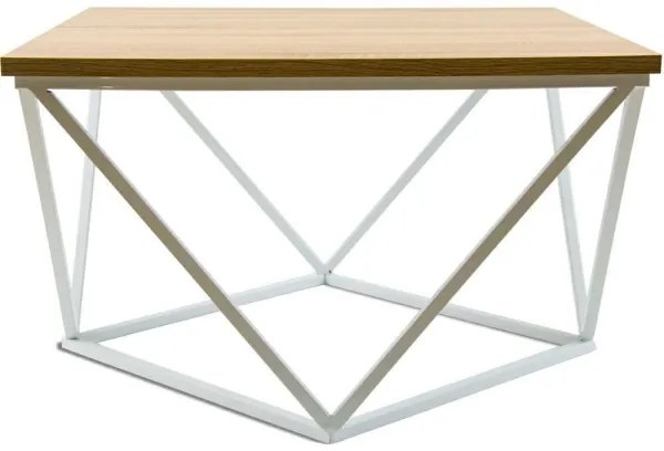 Kávésasztal CURVED 60x60 cm fehér/bézs