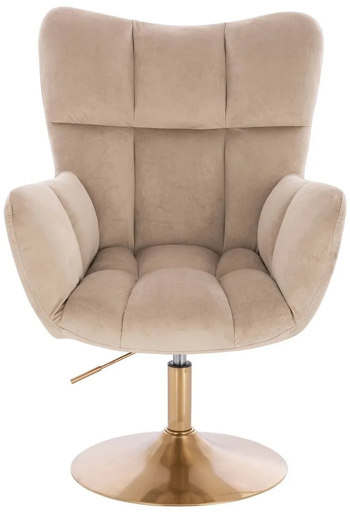 HR650N Latte modern velúr szék arany lábbal