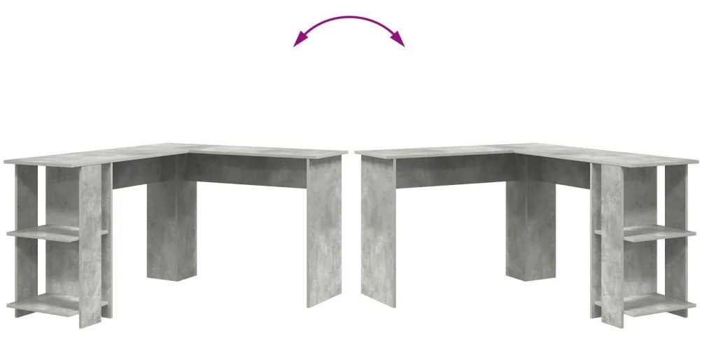 vidaXL Sarokíróasztal Beton Szürke 140 x 113,5 x 75 cm Faanyag