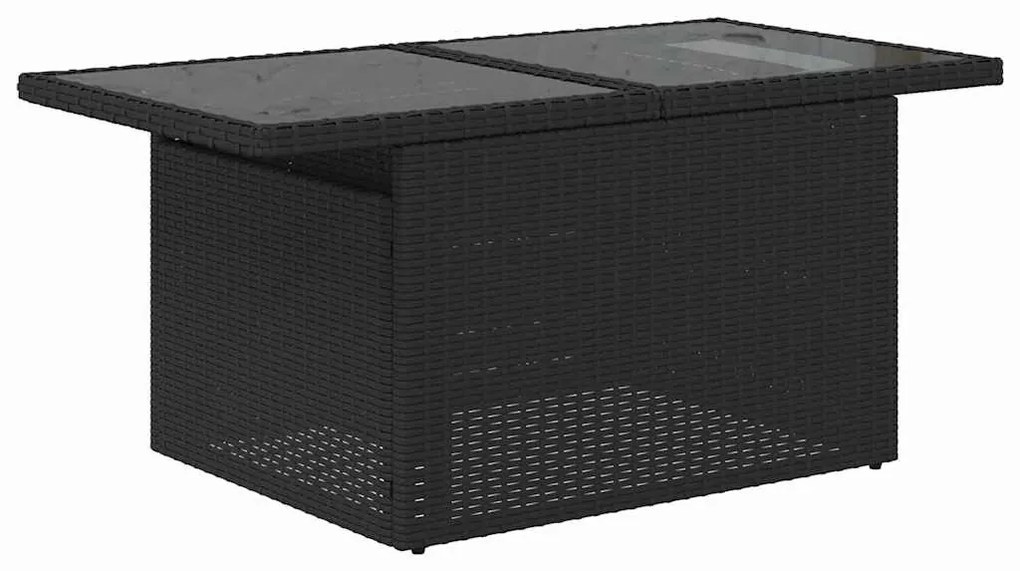 Kerti Kanapé Szett 9 pcs Fekete Mű rattan, porszórt acél
