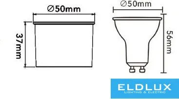 UNIVERSO Spot lámpa a Gu10 helyett 7w 540lm 3000k RA90 D50x56mm IP20