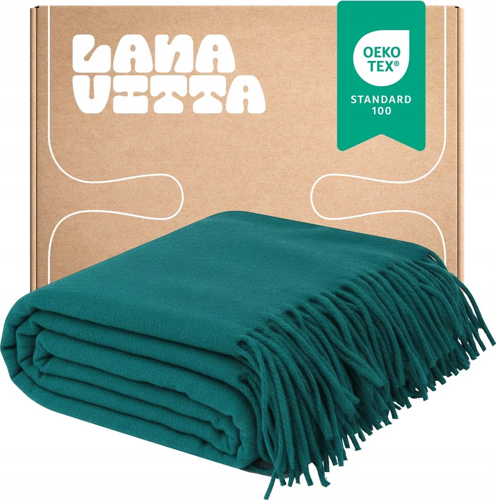 Gyapjú takaró Meleg Grand 100% Gyapjú Pléd Sötéttürkiz 140x200 cm