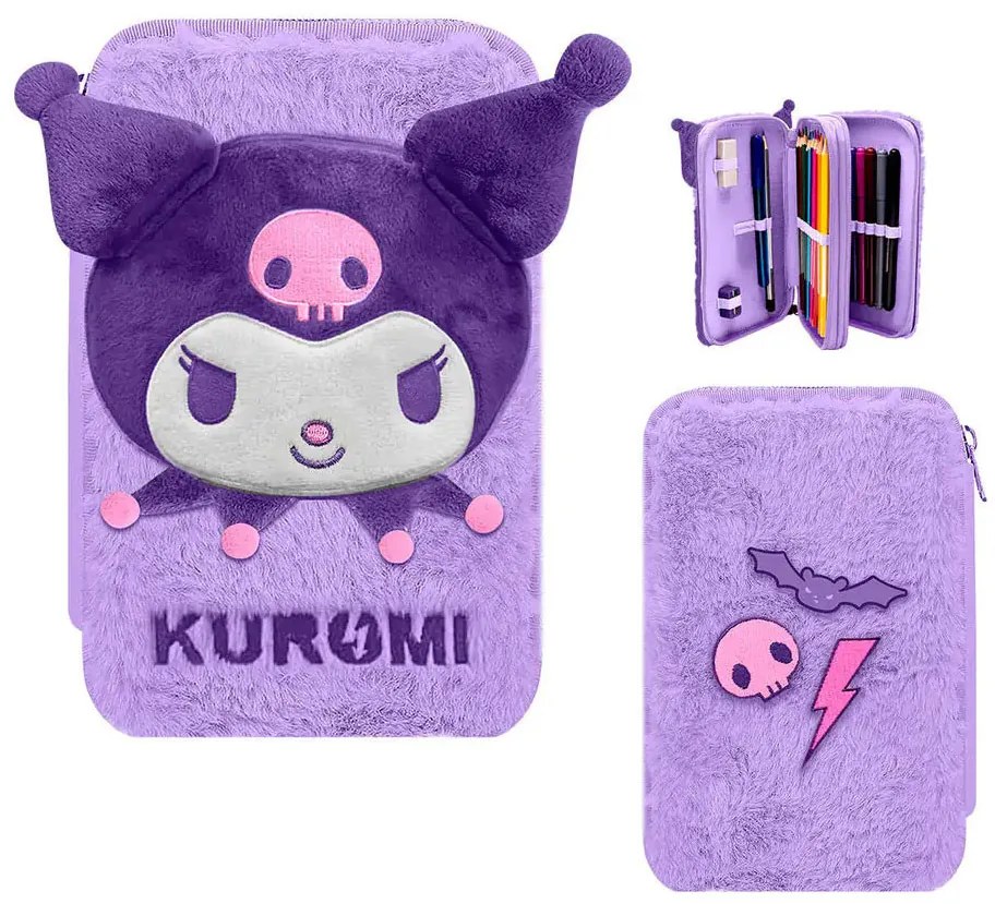 Hello Kitty Kuromi plüss tolltartó töltött 2 emeletes