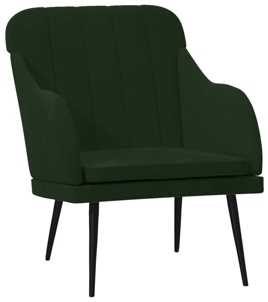 Sötétzöld bársonyfotel 63 x 76 x 80 cm