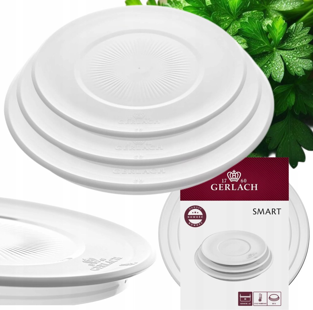 Gerlach Okos Tároló Fedő 16 18 20 CM Fehér 3 Db-os Szett
