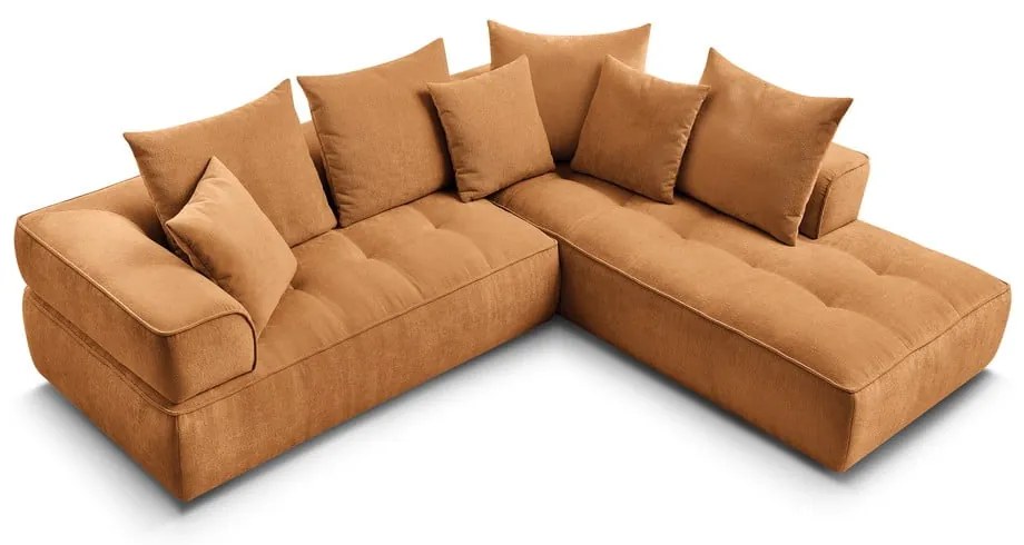 Mustársárga zsenília sarokkanapé (jobb oldali-L alakú) Whesley – Bobochic Paris