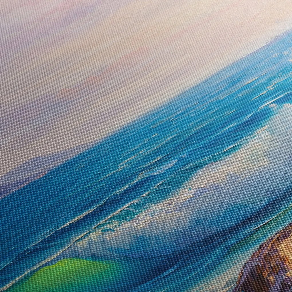 A sziklákat megütő hullámok képe, olajfestmény (90x60 cm)