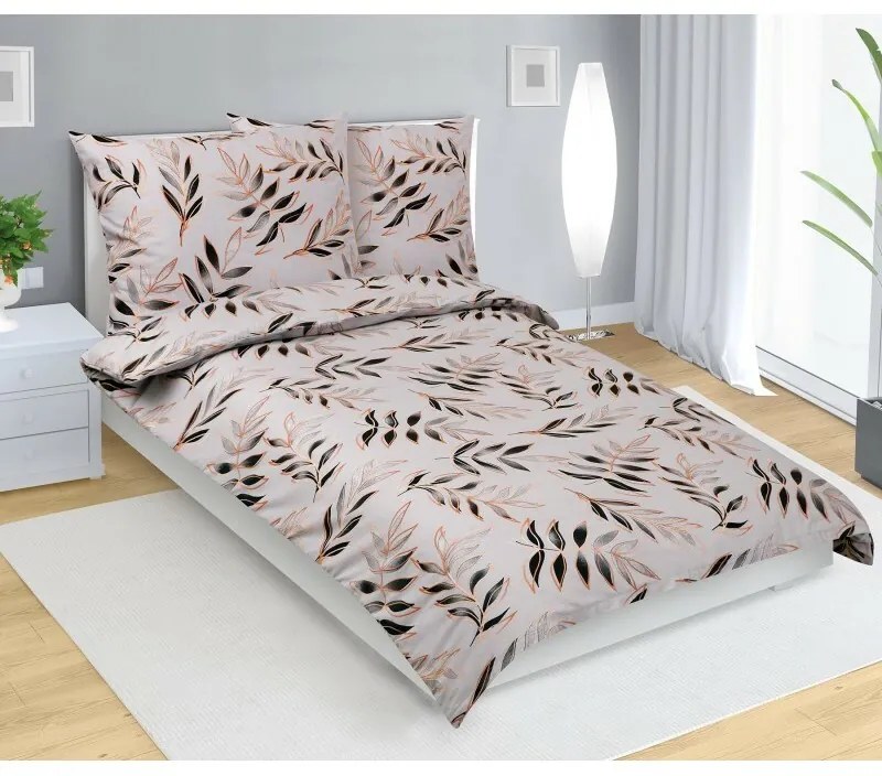 Bellatex Leaf pamut ágyneműhuzat szürke, 140 x 220 cm, 70 x 90 cm, 140 x 220 cm, 70 x 90 cm