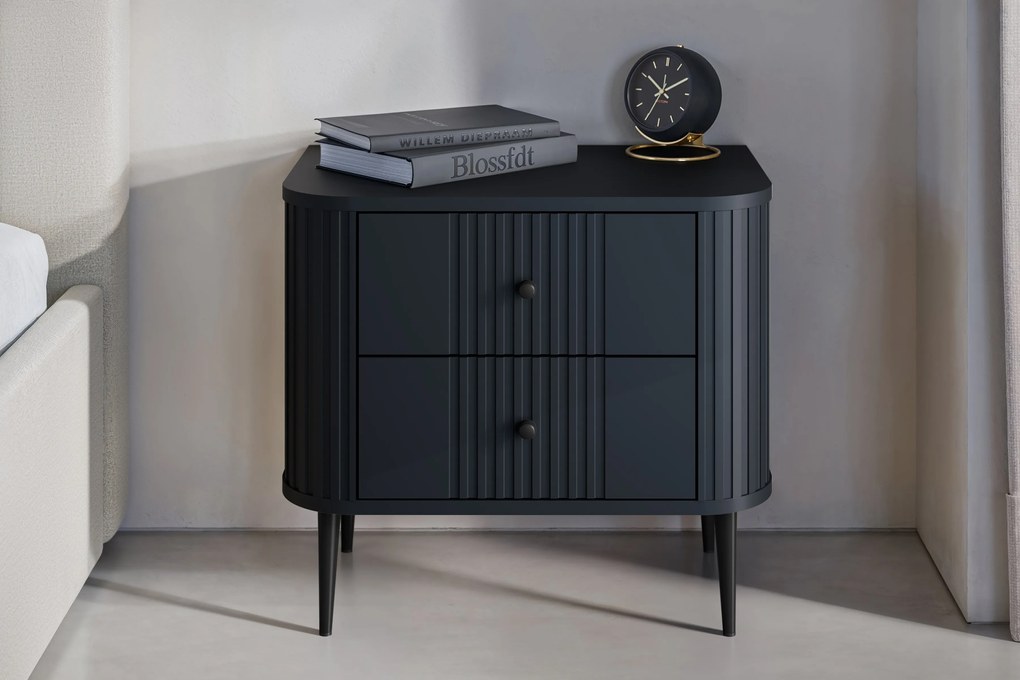 Vesper éjjeliszekrény készlet 56 cm - fekete / fekete lábak