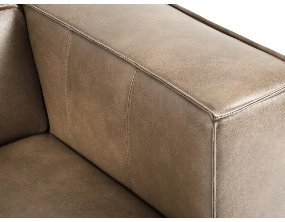 Világosbarna bőr sarokkanapé ("U" alakú) Madame – Windsor & Co Sofas
