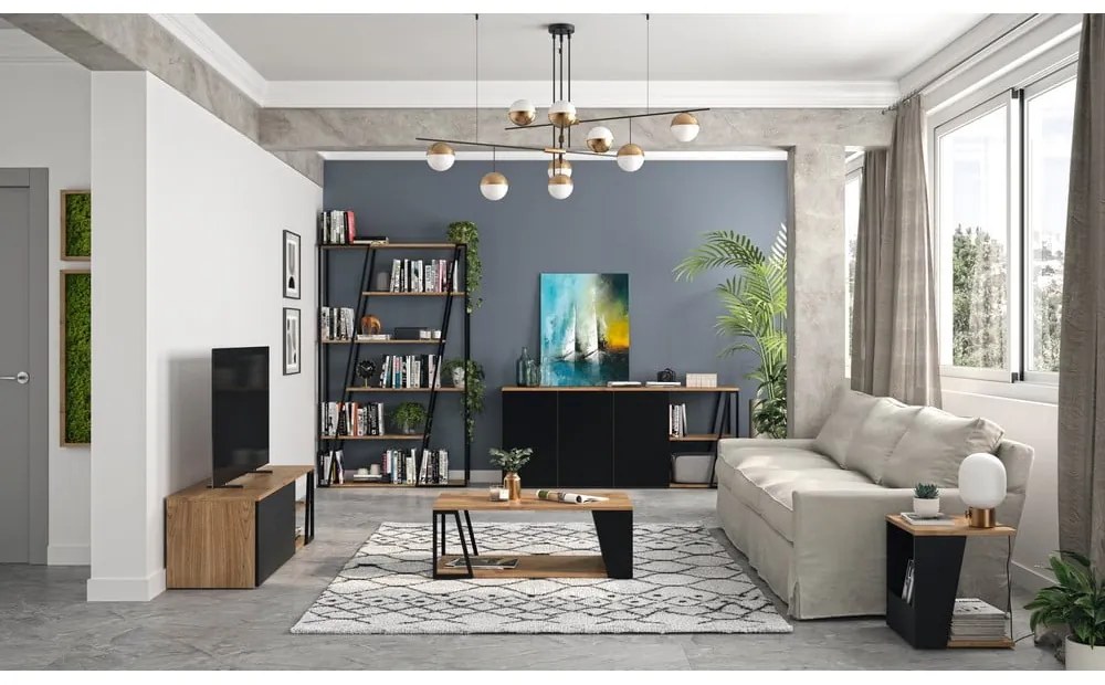 Dohányzóasztal diófa dekoros asztallappal 100x55 cm Albi - TemaHome