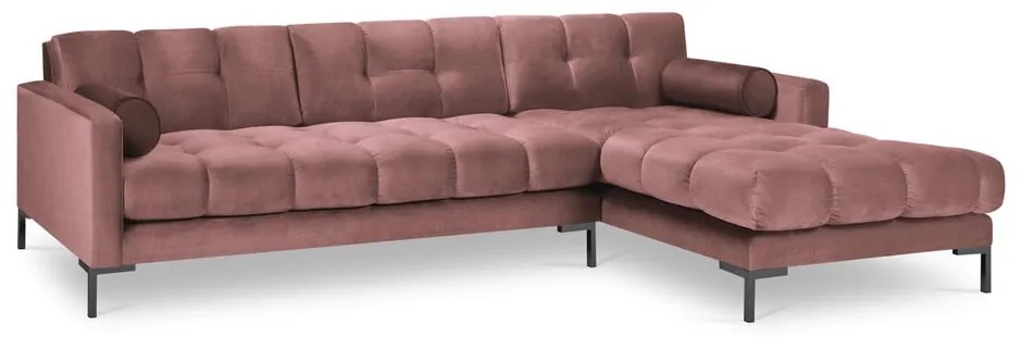 Bali rózsaszín bársony sarokkanapé, jobb oldali - Cosmopolitan Design