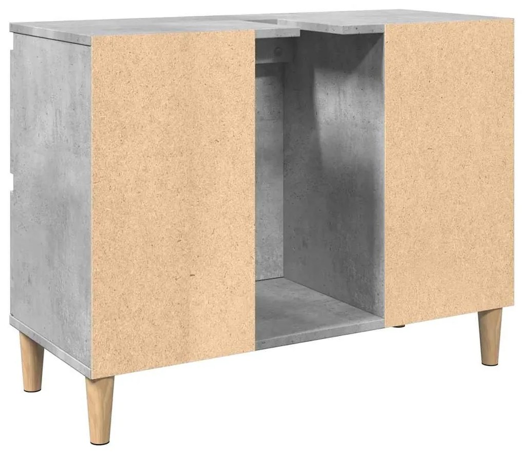 betonszürke szerelt fa mosdószekrény 80 x 33 x 60 cm