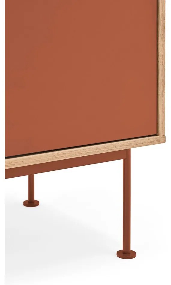 Yoko téglavörös komód tölgyfa dekorral, szélesség 180 cm - Teulat