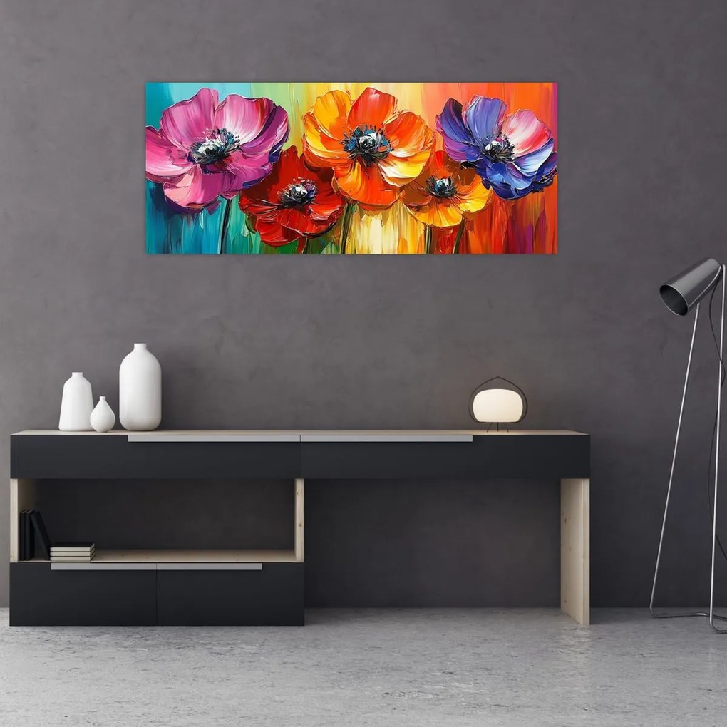 Kép - Öt színes virág (120x50 cm)