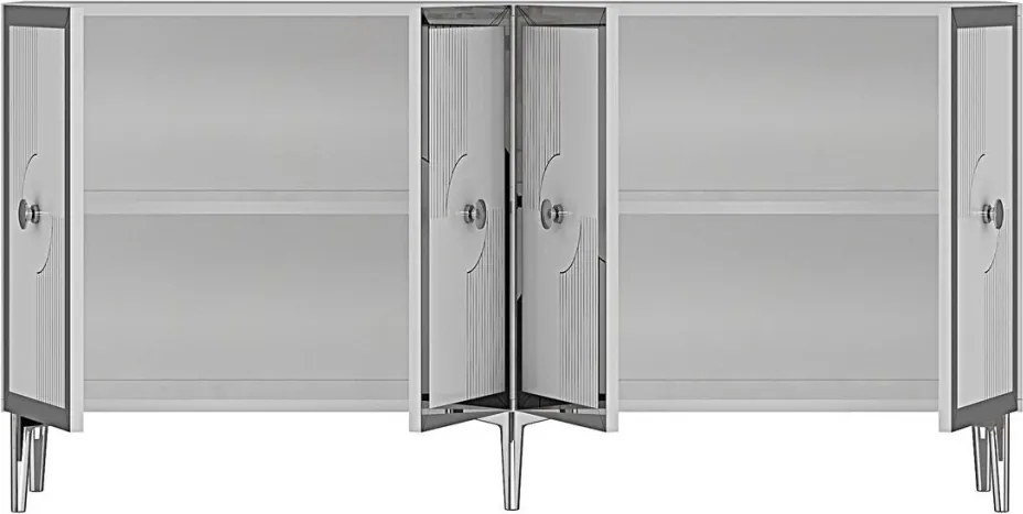 Pega komód, fehér-ezüst, 125 cm