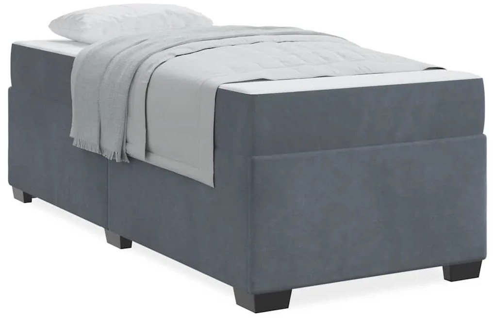 Ágykeret matraccal matracmal Sötétszürke 100 x 200 cm Bársony