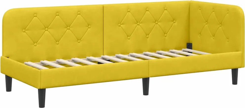 vidaXL Sarokágy keret fejtámlával Sárga 80 x 200 cm Bársony