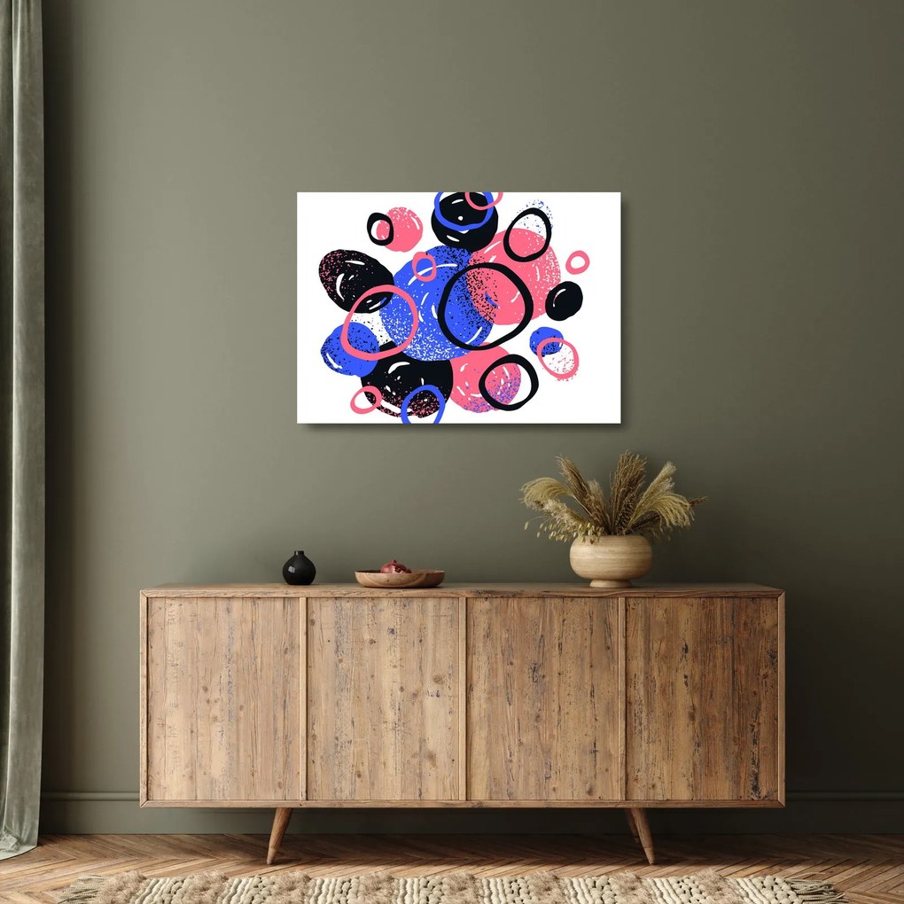 Kép - Motívum élénk színű körökkel (üvegen) (70x50 cm)