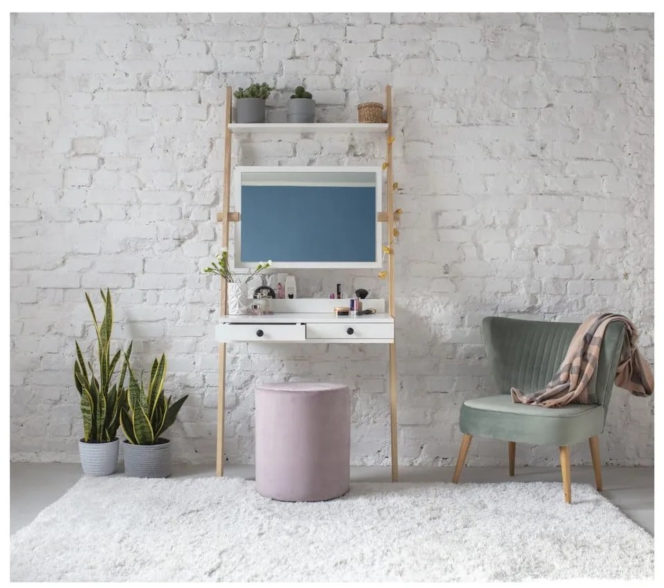 Leno fehér állvány fiókkal és tükörrel - Ragaba