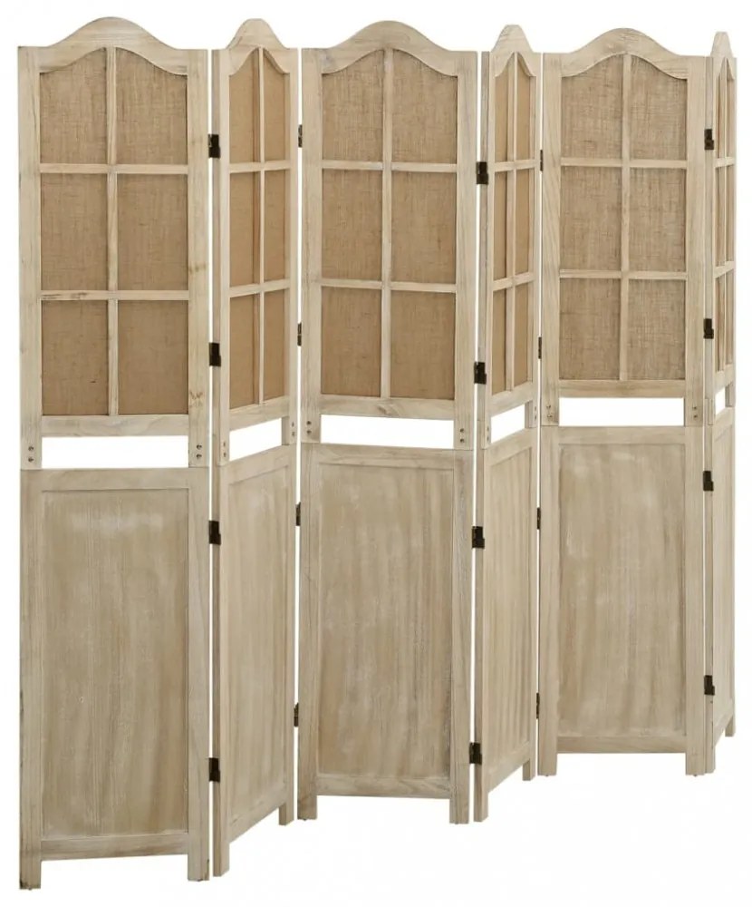 6 paneles barna szövet paraván 214 x 165 cm