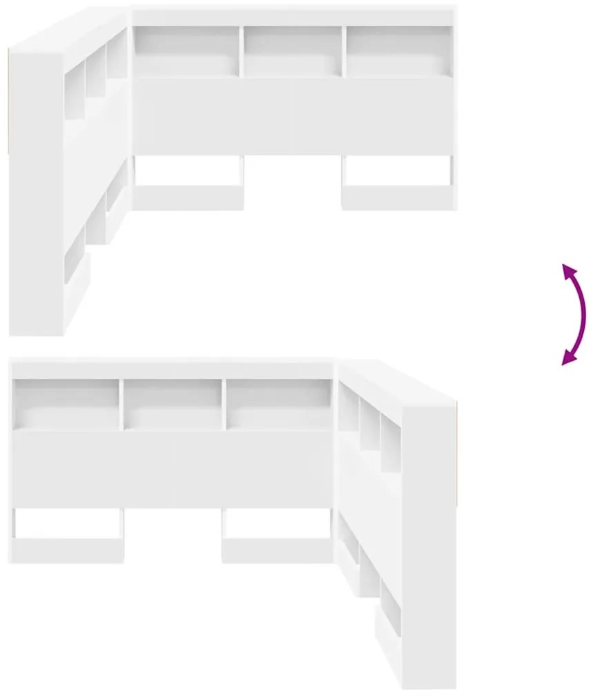 Tároló fejtámla polcokkal fejtámlával Fehér 120 cm Faanyag