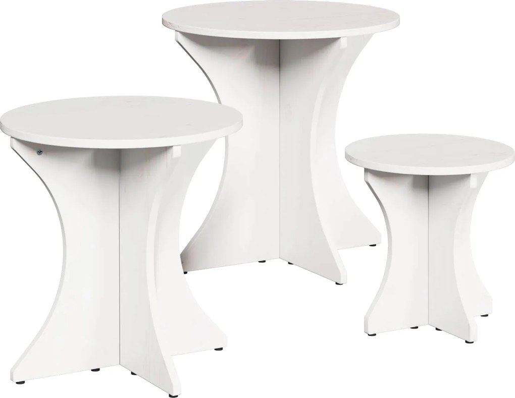 vidaXL Dohányzóasztal 3 pcs Fehér