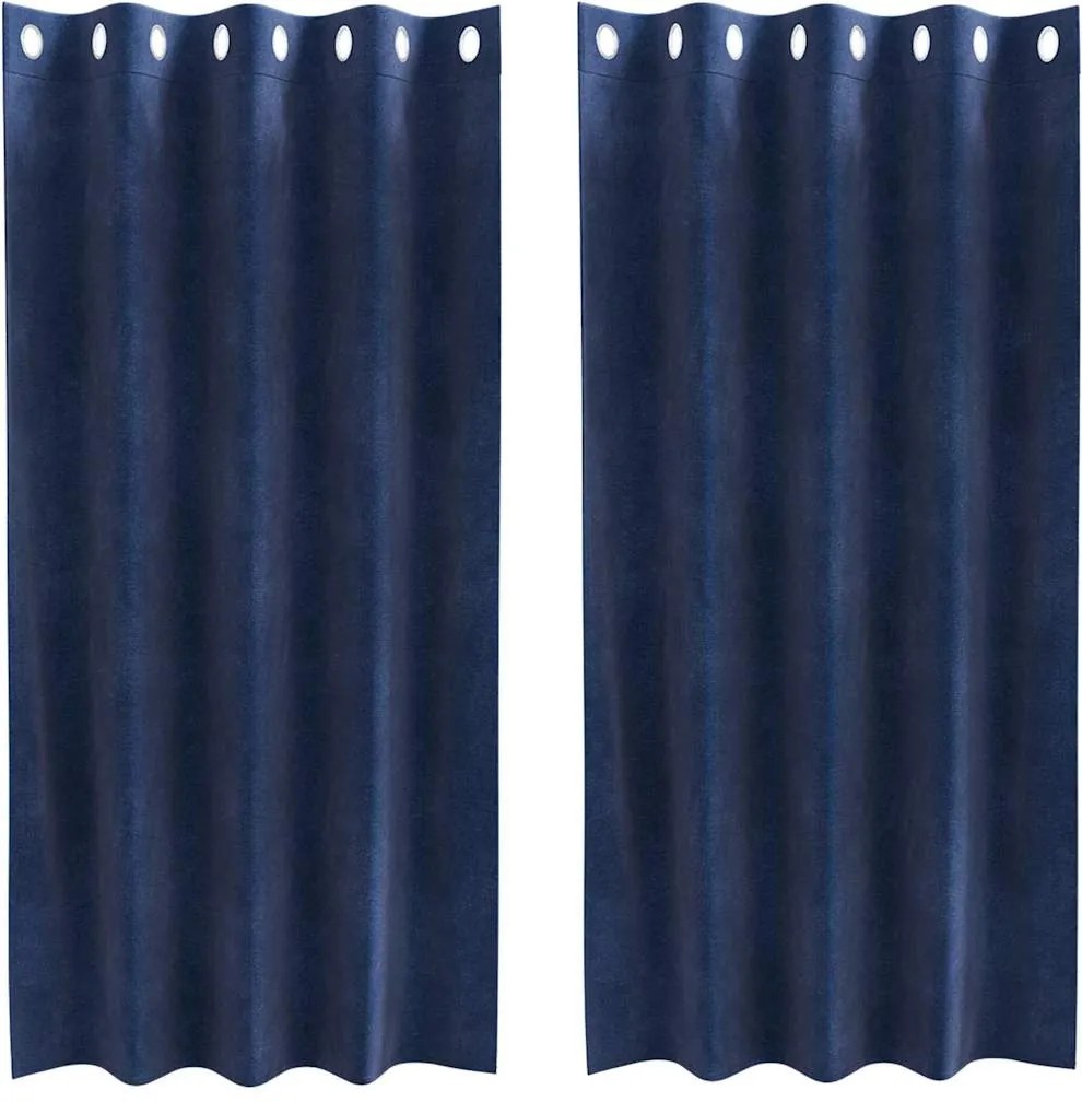 vidaXL Sötétítő függönyök 2 pcs Sötét kék 140 x 175 cm Bársony