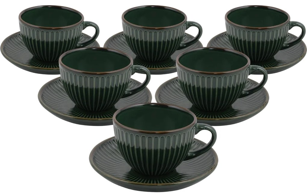 Linea kerámia csésze alátéttel 6 db-os szett 210 ml, zöld