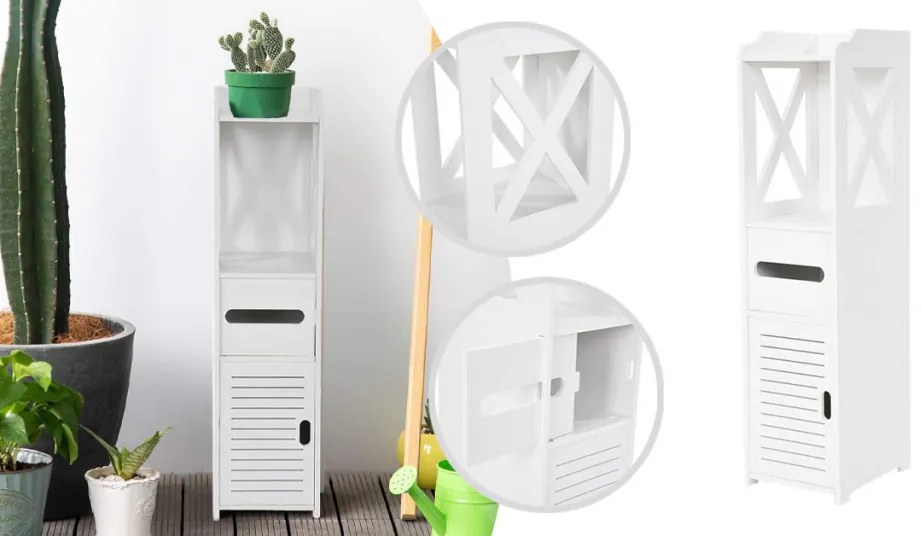 Keskeny fürdőszobai szekrény