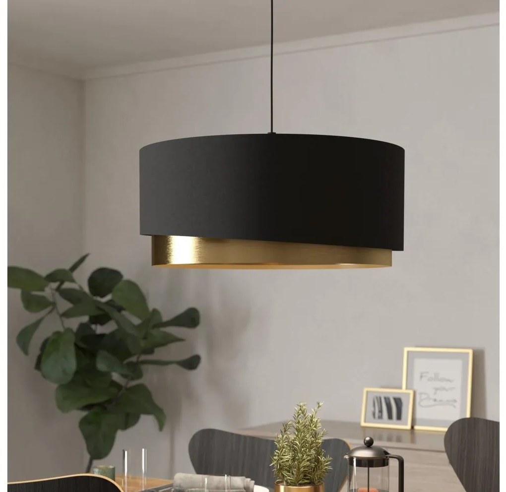 Eglo 39926 - Csillár zsinóron MANDERLINE 1xE27/40W/230V fekete/arany
