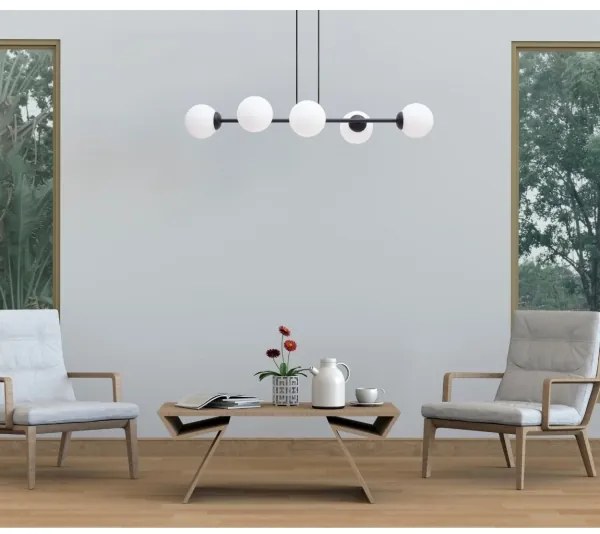 Csillár zsinóron FIRA 5xE27/60W/230V fekete