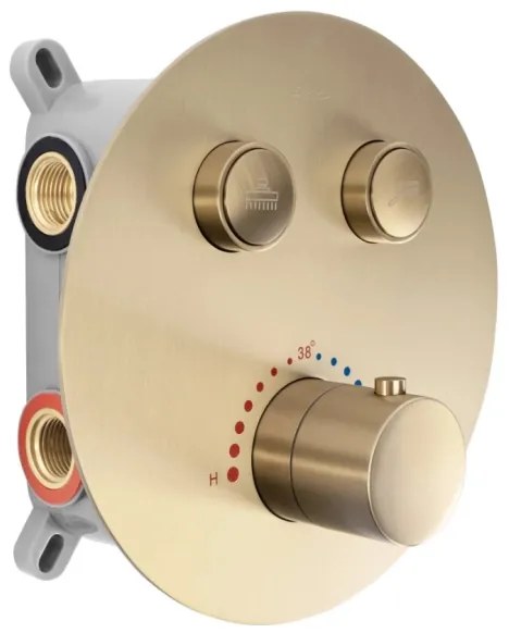 REA-P8551 - LUNGO termosztátos zuhanyszett rejtett csapteleppel, szálcsiszolt arany